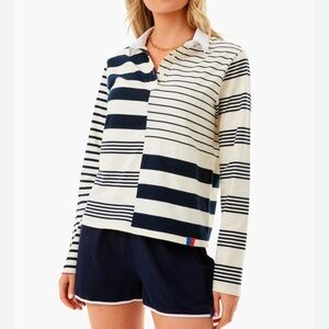 Kule The Patch Rugby Shirt in Navy Striped